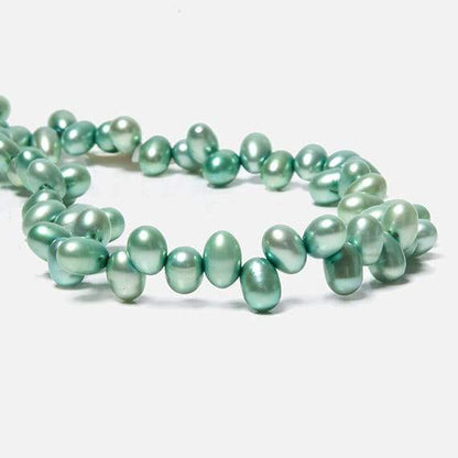 6x5-8x6mm Mint Green Top Drilled Oval Freshwater Pearls 16 inch 84 pieces