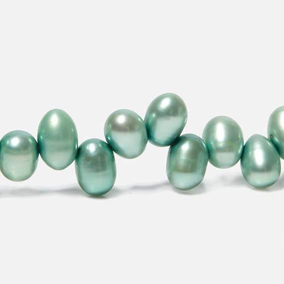 6x5-8x6mm Mint Green Top Drilled Oval Freshwater Pearls 16 inch 84 pieces