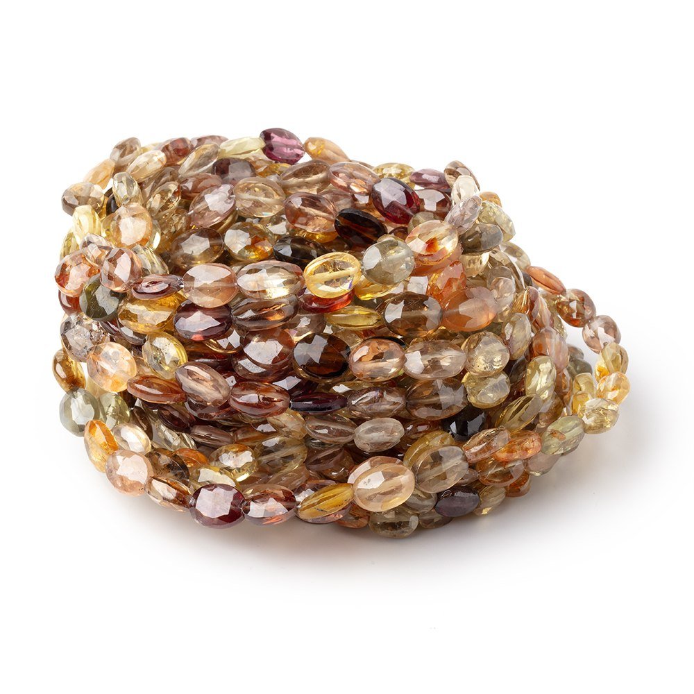 6x5-8x6mm Multi Color Golden Zircon Faceted Oval 16 inch 58 Beads AA