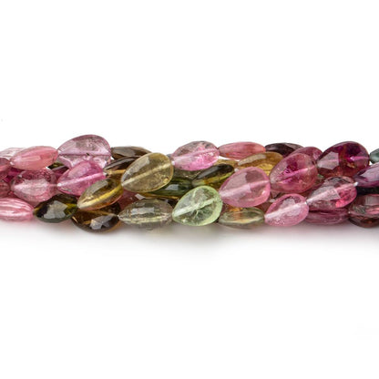 6x5-8x6mm Multi Color Tourmaline Faceted Pear Beads 15 inch 48 pieces AA