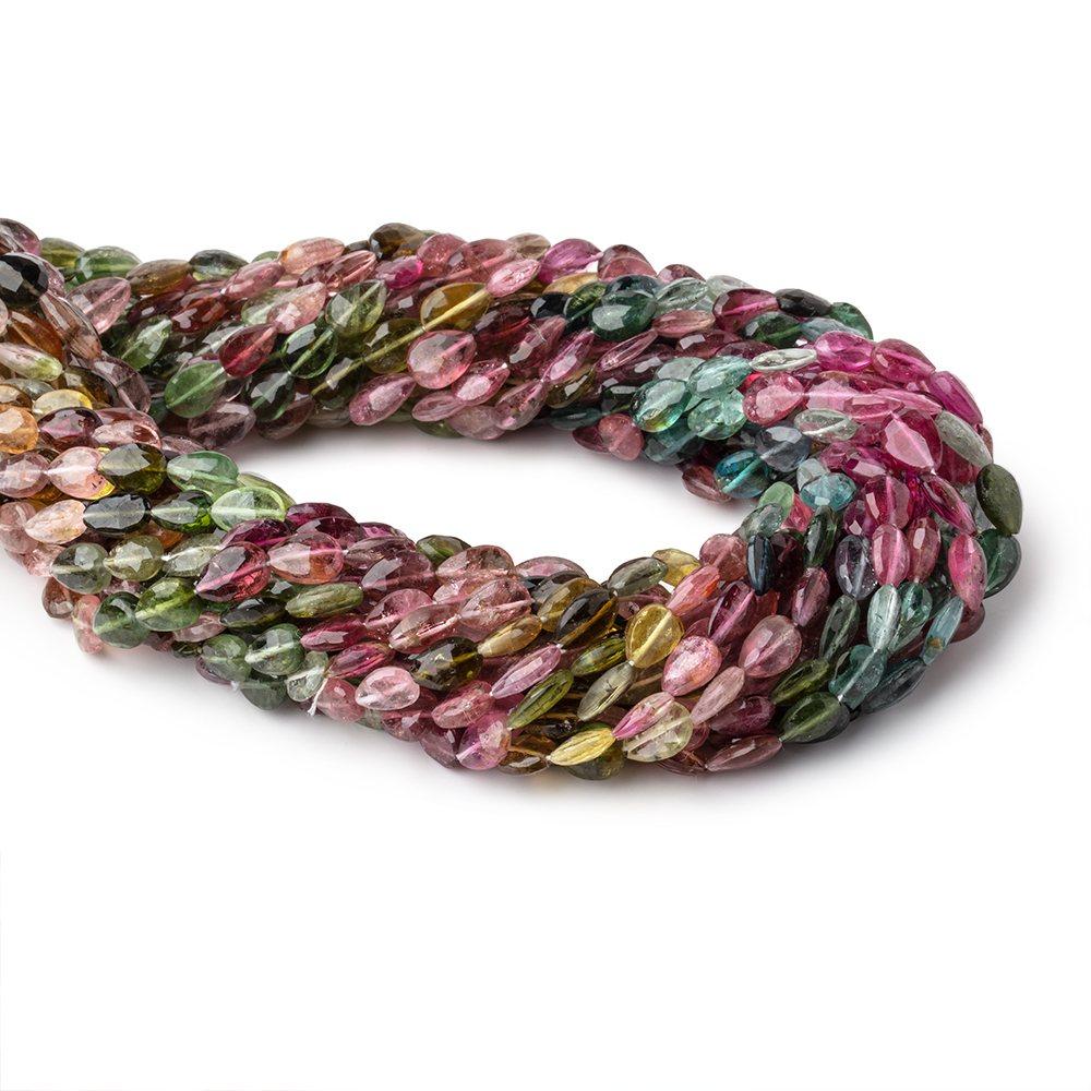 6x5-8x6mm Multi Color Tourmaline Faceted Pear Beads 15 inch 48 pieces AA