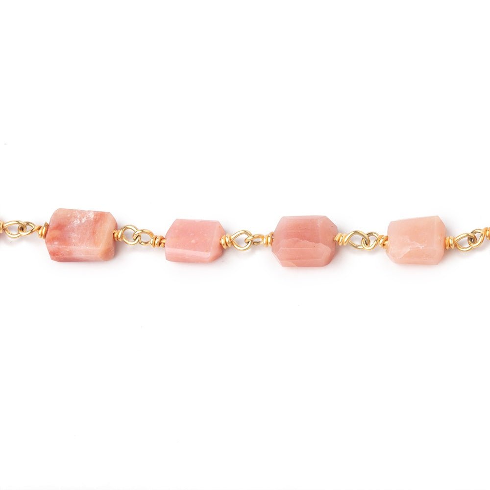 6x5-8x6mm Pink Peruvian Opal Faceted Nugget Beads on Vermeil Chain