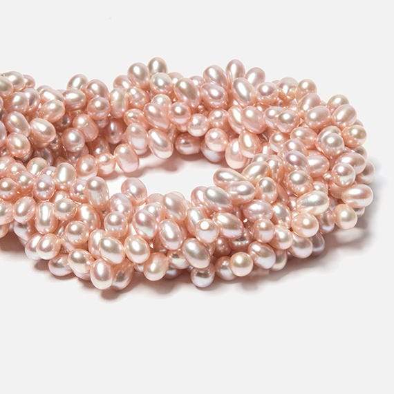 5x7mm Pink Top Drilled Oval Freshwater Pearls 16 inch 77 pieces