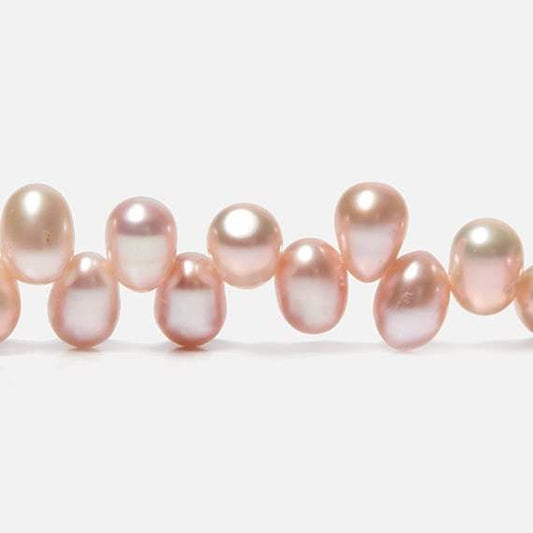 5x7mm Pink Top Drilled Oval Freshwater Pearls 16 inch 77 pieces