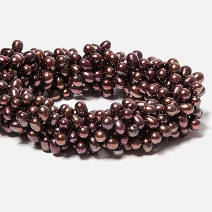 6x5-8x6mm Plum Top Drilled Oval Freshwater Pearls 15.5 inch 77 pieces