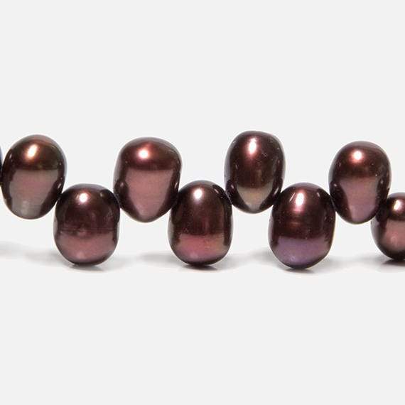 6x5-8x6mm Plum Top Drilled Oval Freshwater Pearls 15.5 inch 77 pieces