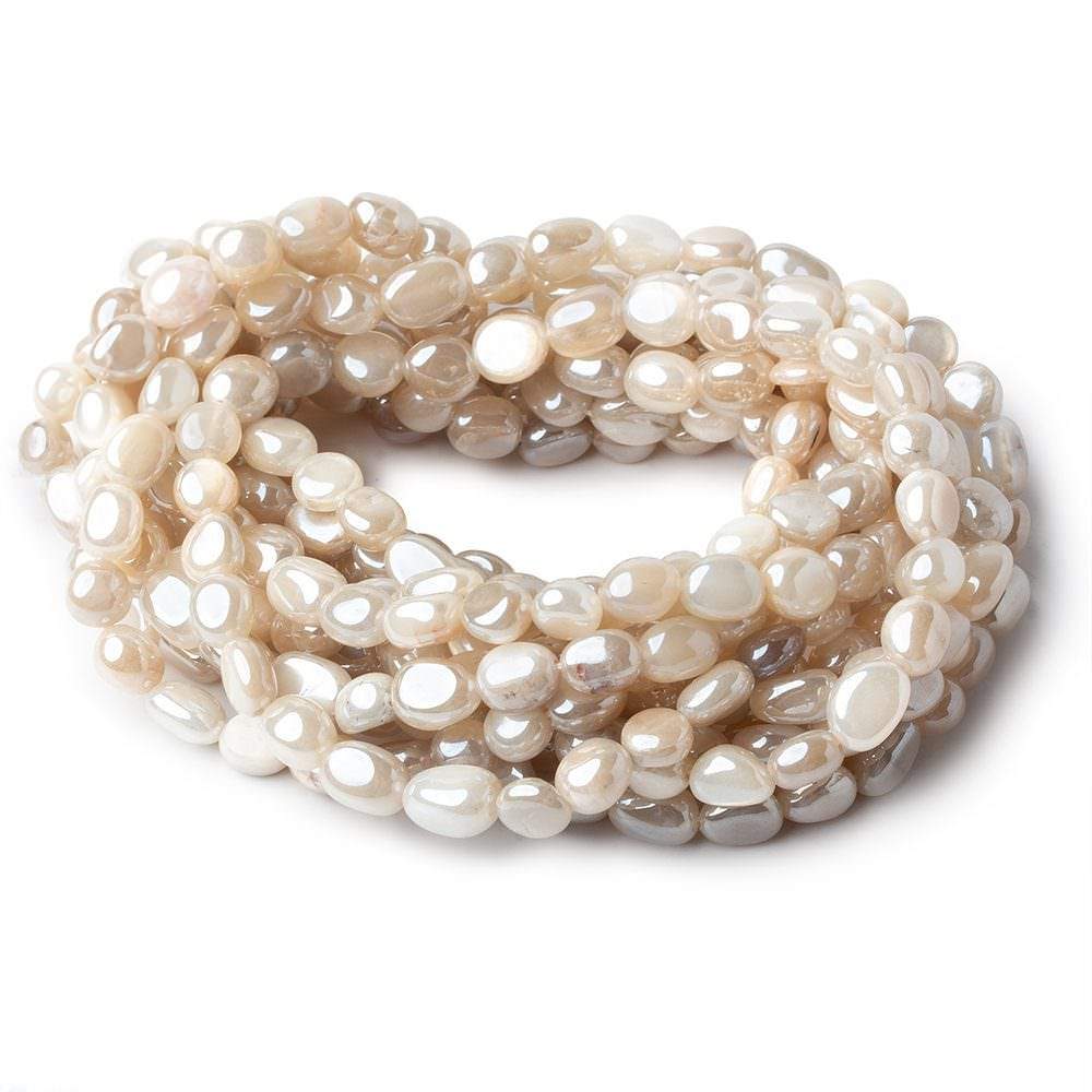 6x5-8x6mm Silver Mystic Creamy White Moonstone plain nuggets 16 inch 53 beads