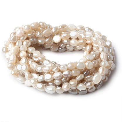 6x5-8x6mm Silver Mystic Creamy White Moonstone plain nuggets 16 inch 53 beads