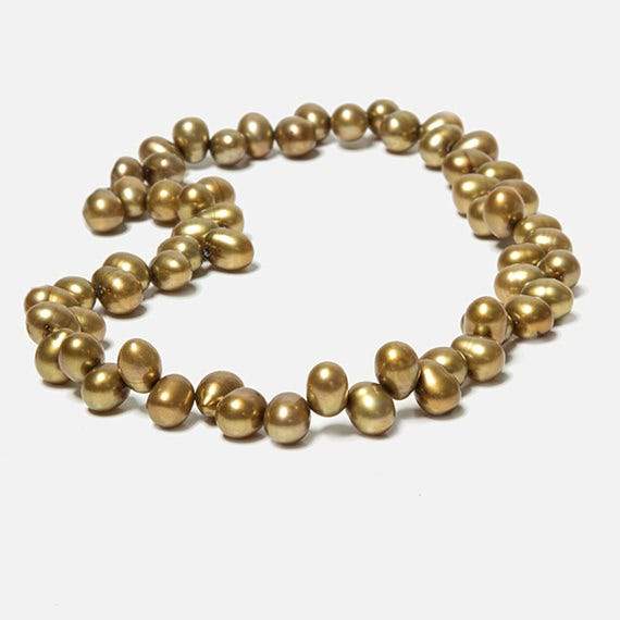 6x5-9x6mm Antique Gold Top Drilled Oval Freshwater Pearls 15.5 inch 77 pieces