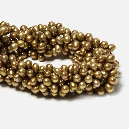 6x5-9x6mm Antique Gold Top Drilled Oval Freshwater Pearls 15.5 inch 77 pieces