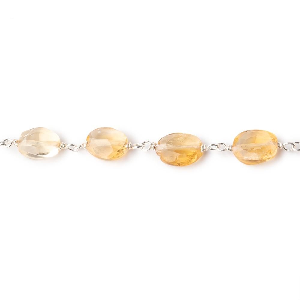 6x5-9x6mm Citrine Faceted Ovals on .925 Silver Chain by the Foot 22 beads