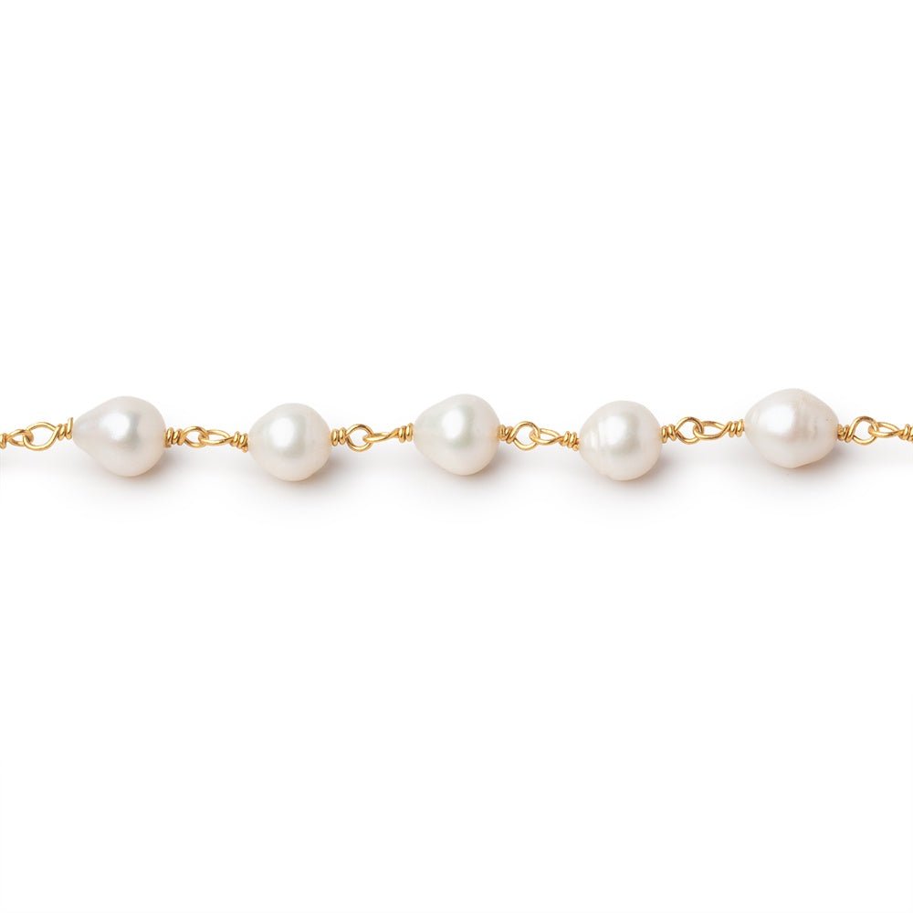 6.5x6mm Off White Petite Ultra Baroque Pearls on Vermeil Chain