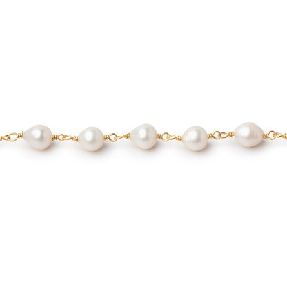 6.5x6mm Off White Petite Ultra Baroque Pearls on Vermeil Chain