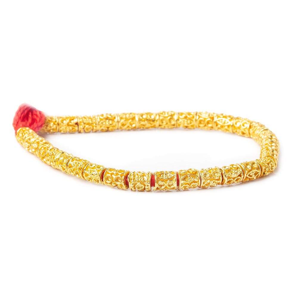 6x5mm 22kt Gold Plated Copper Bead Marquise and Circle Tube Large Hole 8 inch 33 pieces