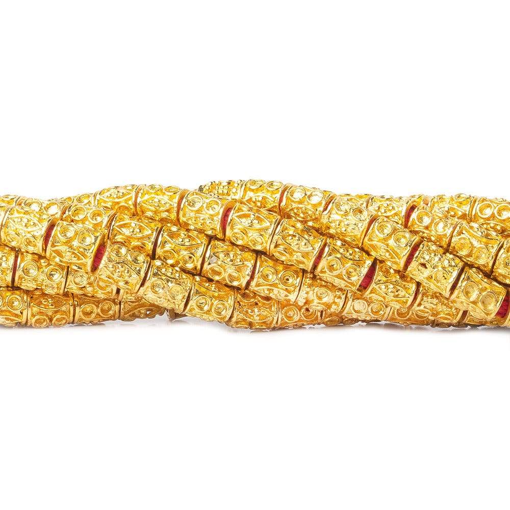 6x5mm 22kt Gold Plated Copper Bead Marquise and Circle Tube Large Hole 8 inch 33 pieces