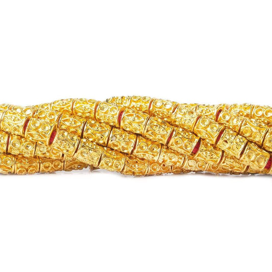 6x5mm 22kt Gold Plated Copper Bead Marquise and Circle Tube Large Hole 8 inch 33 pieces