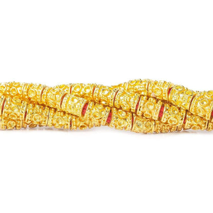 6x5mm 22kt Gold Plated Copper Bead Miligrain and Circle Tube Large Hole 8 inch 33 pieces