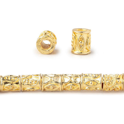 6x5mm Evil Eye Design Tube Beads 8 inch 33 pieces