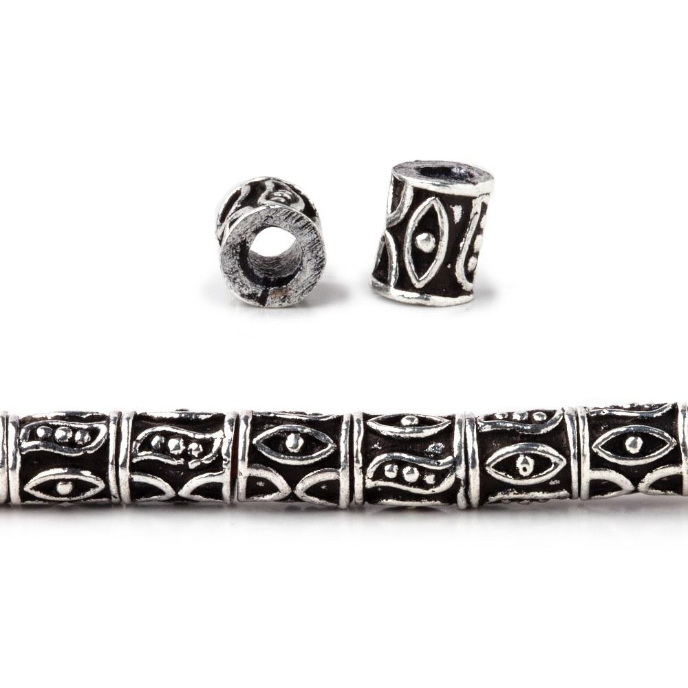 6x5mm Evil Eye Design Tube Beads 8 inch 33 pieces