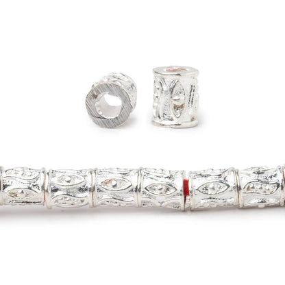 6x5mm Evil Eye Design Tube Beads 8 inch 33 pieces