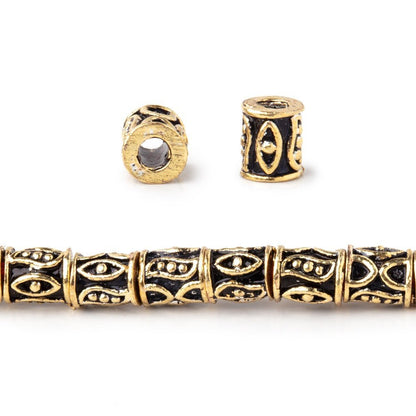 6x5mm Evil Eye Design Tube Beads 8 inch 33 pieces