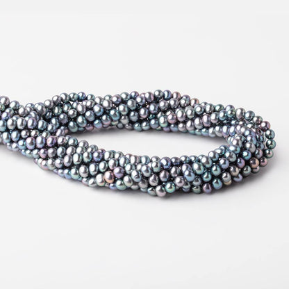 6x5mm Light Peacock Off Round Freshwater Pearls 16 inch 72 Beads