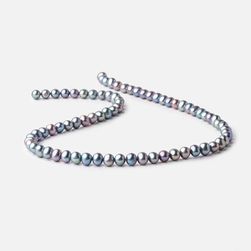 6x5mm Light Peacock Off Round Freshwater Pearls 16 inch 72 Beads