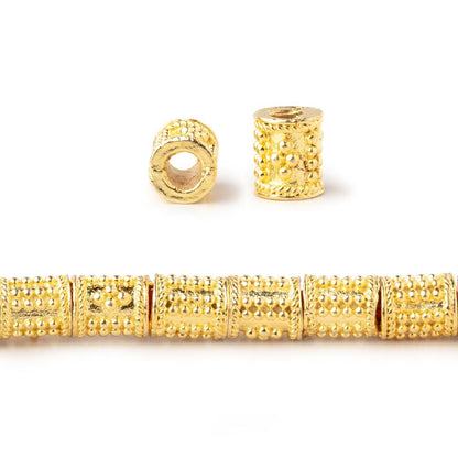 6x5mm Miligrain Dotted Design Tube Beads 8 inch 33 pieces