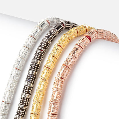 6x5mm Miligrain Dotted Design Tube Beads 8 inch 33 pieces