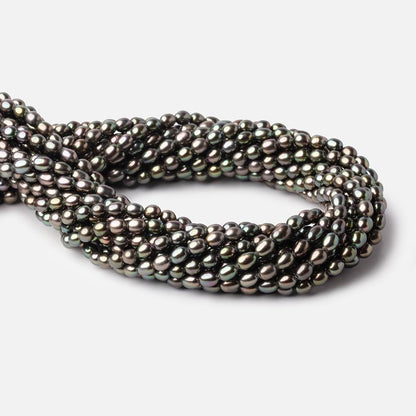 6x5mm Mushroom Green Oval Freshwater Pearl Beads 15.5 inch 62 pieces