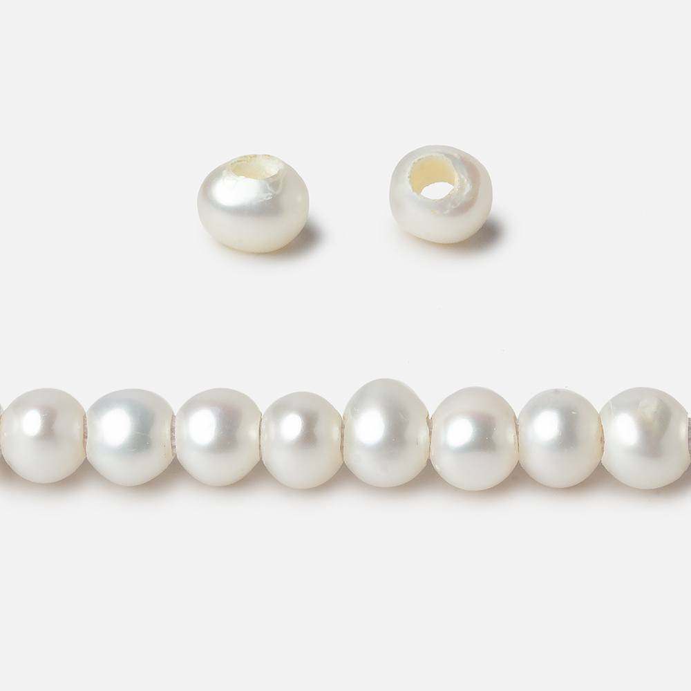 6x5mm Off White Off Round 2.5mm Large Hole Freshwater Pearl 85 pieces