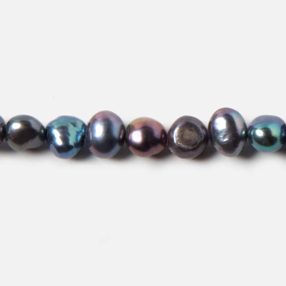 6x5mm Peacock Blue Side Drilled Baroque Freshwater Pearls 16 inch 80 pieces