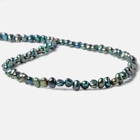 6x5mm Peacock Green Side Drilled Baroque Freshwater Pearls 16 inch 80 pieces