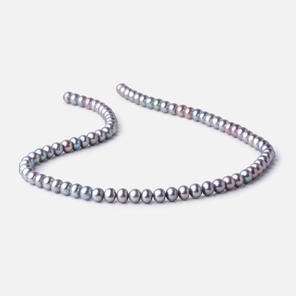 6x5mm Peacock Off Round Freshwater Pearls 16 inch 80 Beads