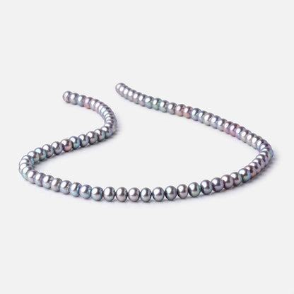 6x5mm Peacock Off Round Freshwater Pearls 16 inch 80 Beads