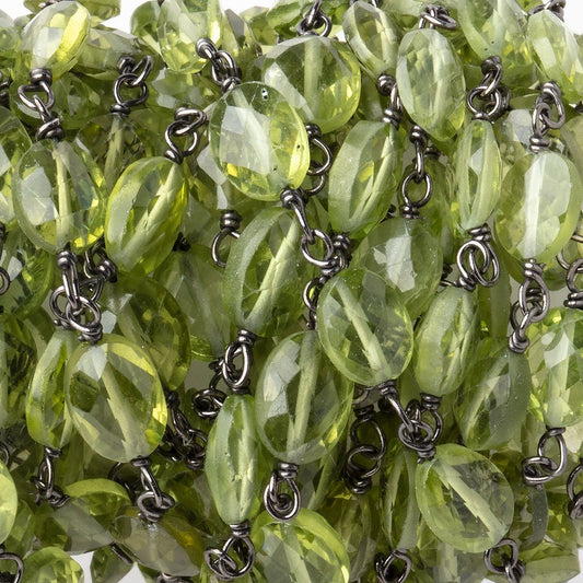 6x5mm Peridot Faceted Oval Beads on Black Gold over .925 Silver Chain