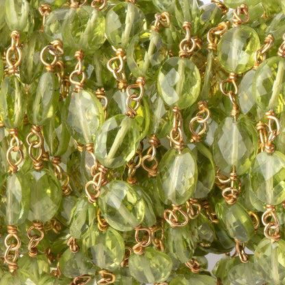 6x5mm Peridot Faceted Oval Beads on Vermeil Chain