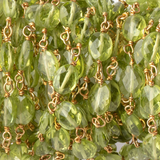 6x5mm Peridot Faceted Oval Beads on Vermeil Chain