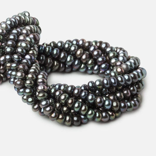 6x5mm Periwinkle Peacock Button Freshwater Pearl 15.5 inch 90 pieces