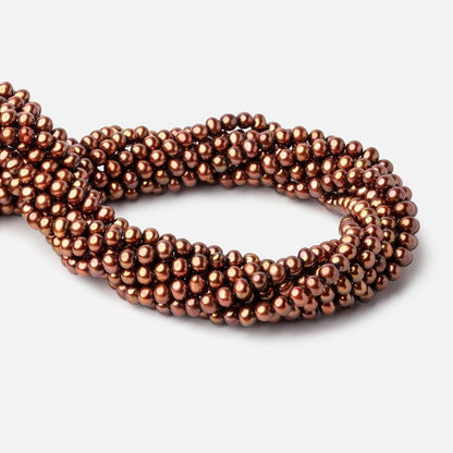 6x5mm Reddish Brown Side Drilled Off Round Freshwater Pearls 16 inch 76 pieces