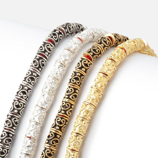 6x5mm Twisted Pretzel Design Tube Beads 8 inch 32 pieces