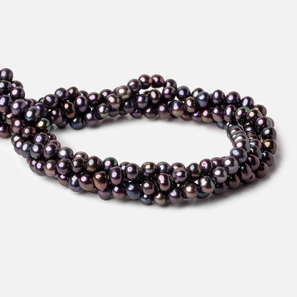 6x5mm Violet Peacock Off Round Side Drilled Freshwater Pearls 15 inch 71 pieces