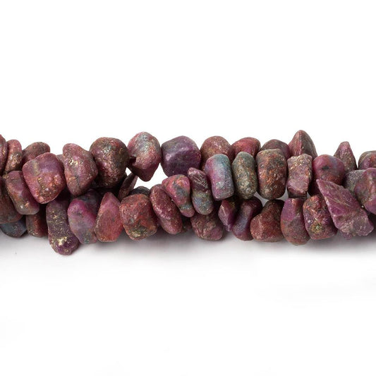 6x6-10x6mm Matte Ruby in Zoisite center drilled Natural Crystal nugget 7.5 inch 42 beads