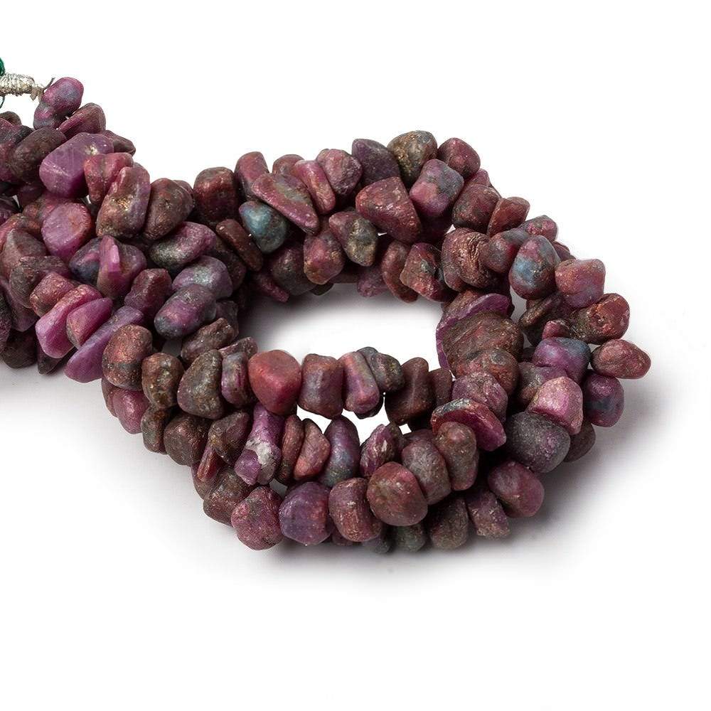 6x6-10x6mm Matte Ruby in Zoisite center drilled Natural Crystal nugget 7.5 inch 42 beads