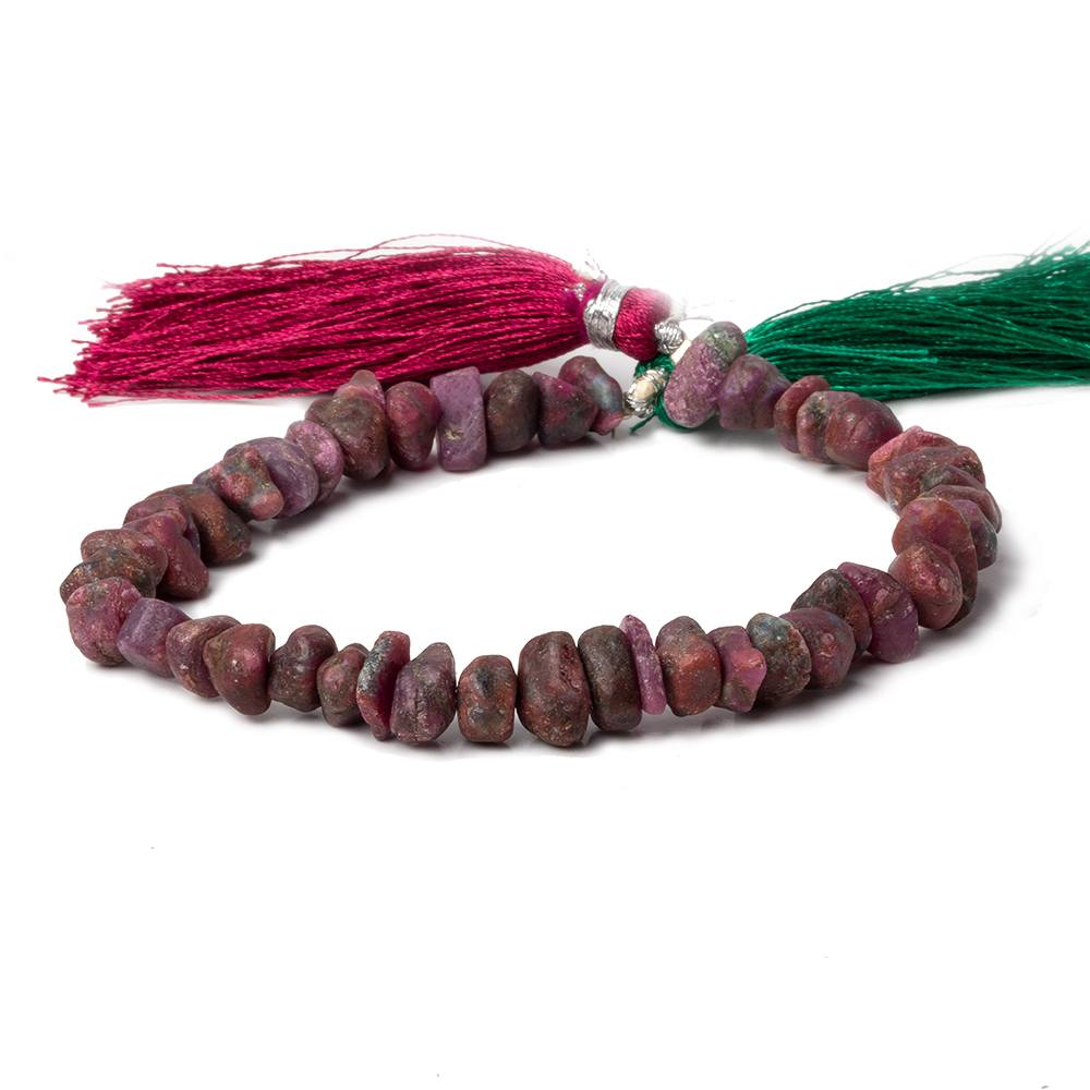 6x6-10x6mm Matte Ruby in Zoisite center drilled Natural Crystal nugget 7.5 inch 42 beads