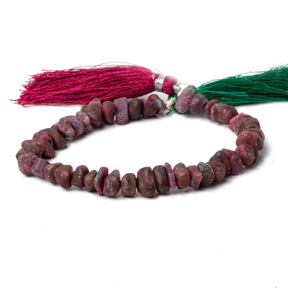 6x6-10x6mm Matte Ruby in Zoisite center drilled Natural Crystal nugget 7.5 inch 42 beads