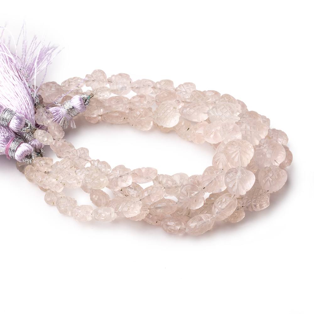 6x6-10x9mm Morganite Carved Fancy Shaped Beads 7.5 inch 23 pieces