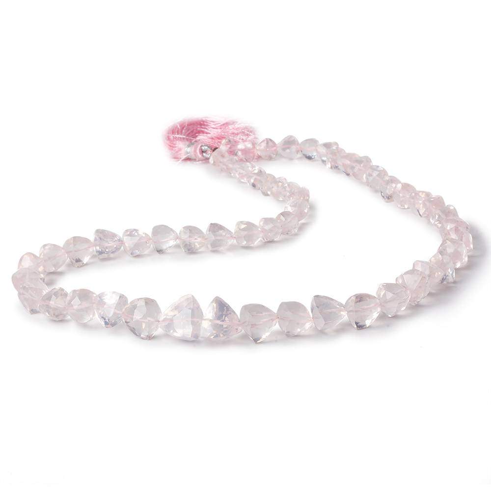 6x6-12x12mm Rose Quartz faceted trillion beads 16 inch 54 pieces A
