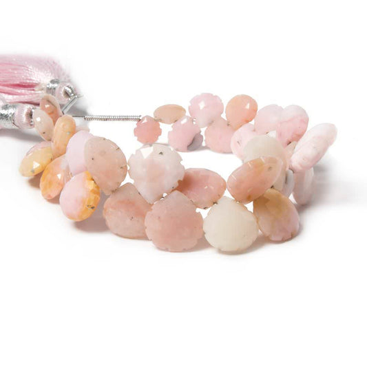 6x6-13x13mm Pinnk Peruvian Opal Scallop Edge Hearts 6.75 inch 38 beads