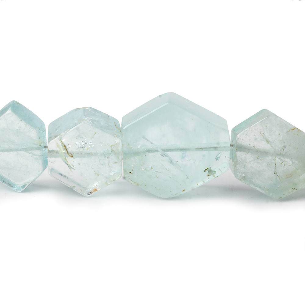 6x6-16x13mm Aquamarine plain hexagon beads 17 inch 53 pieces